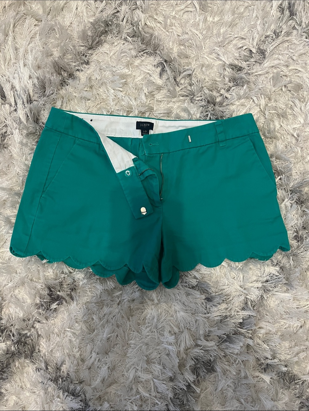 J. Crew Emerald Scalloped Shorts- size 10